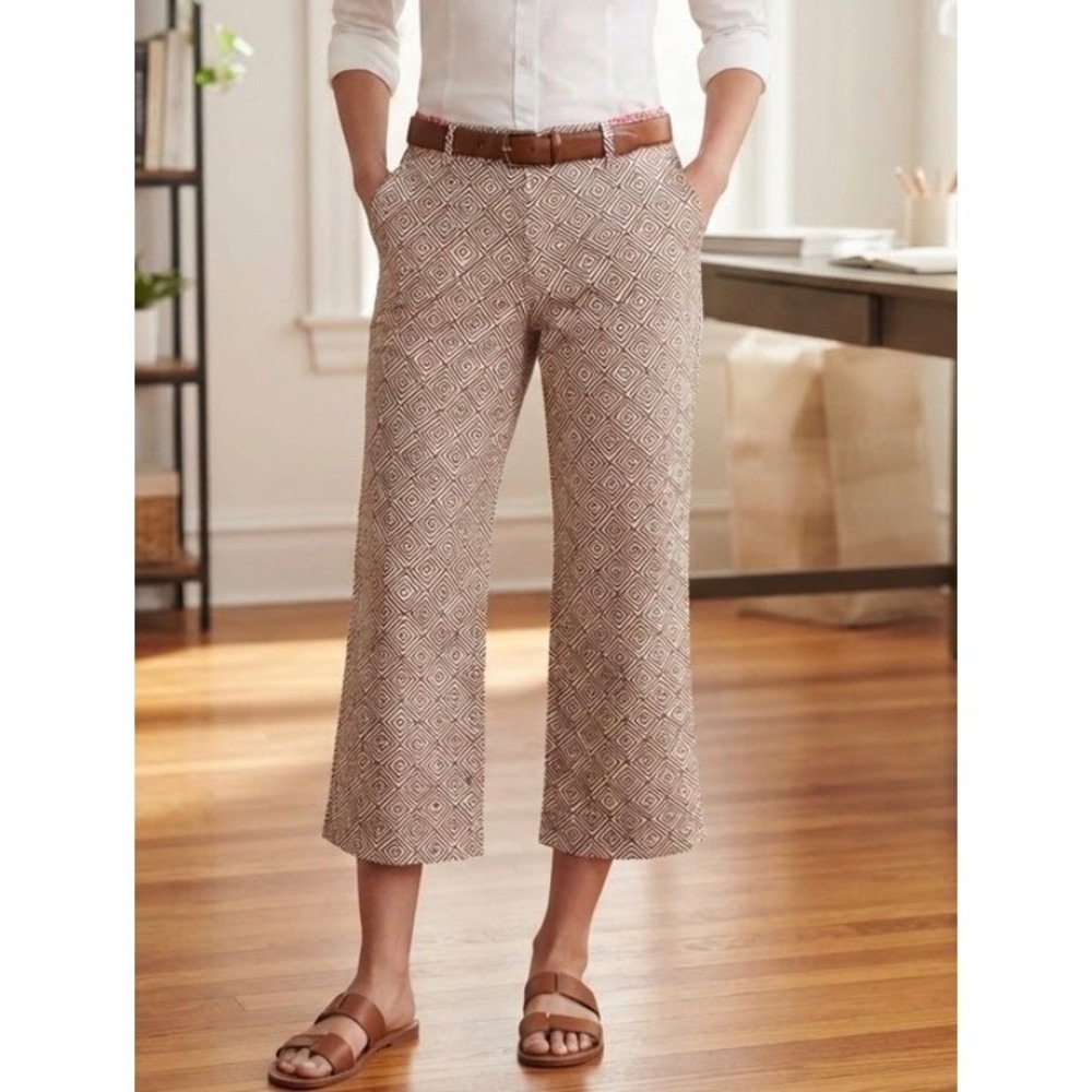 The Limited Cassidy Fit Brown White Geometric Diamond Print Dress Capris Size 8